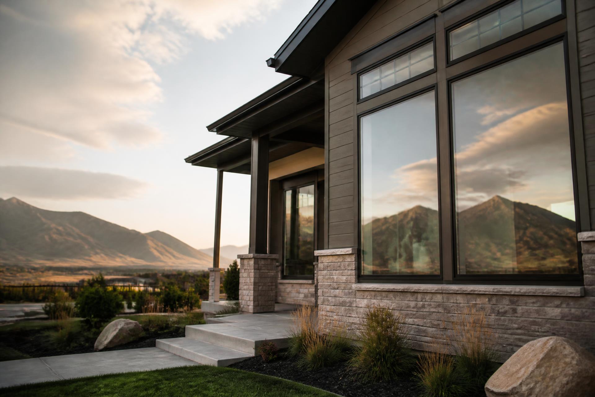 Sunlit modern home with large clean windows in South Jordan, Utah
